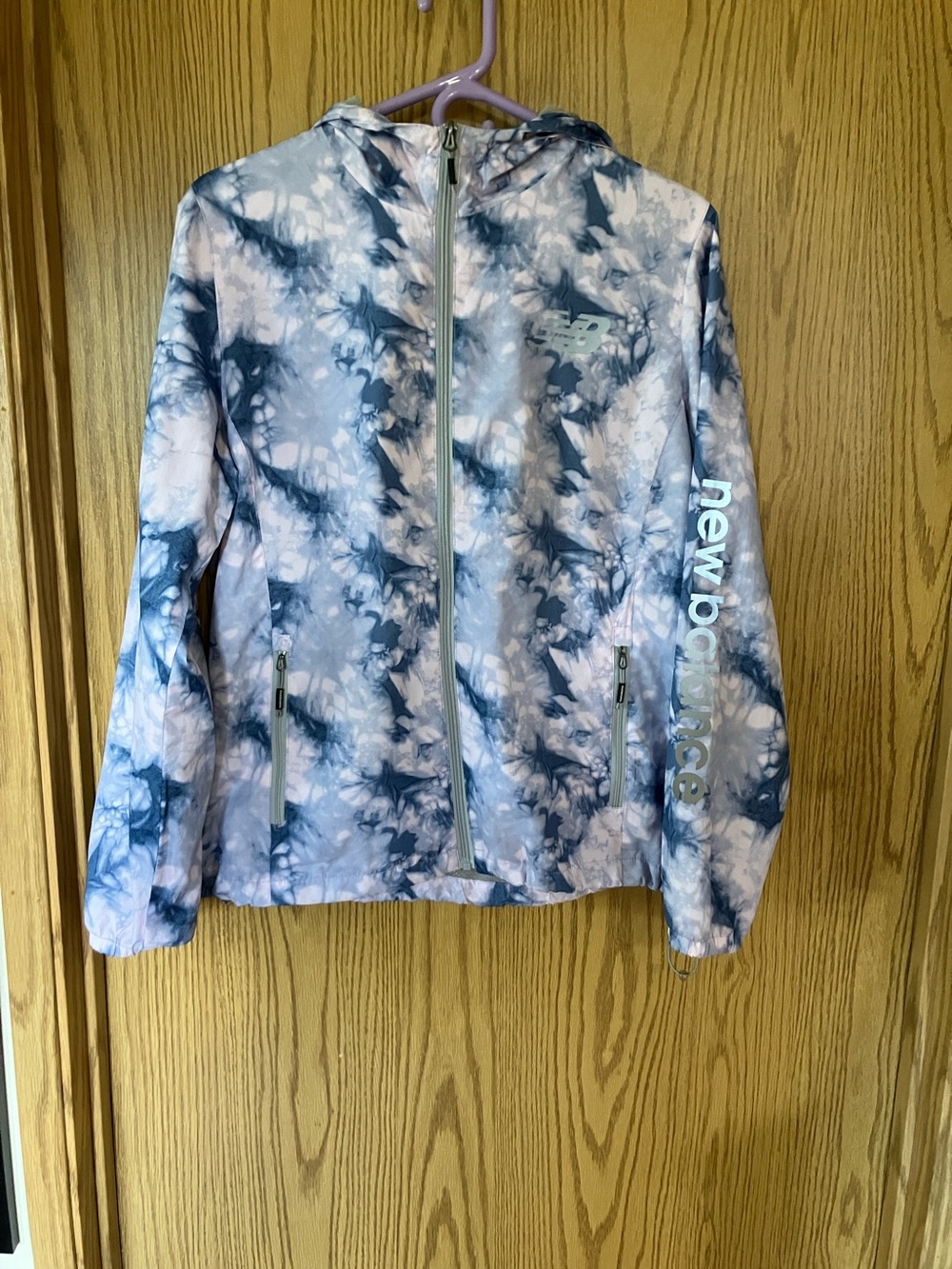 New Balance Pink & Navy Tie-Dye Hooded Zip Jacket